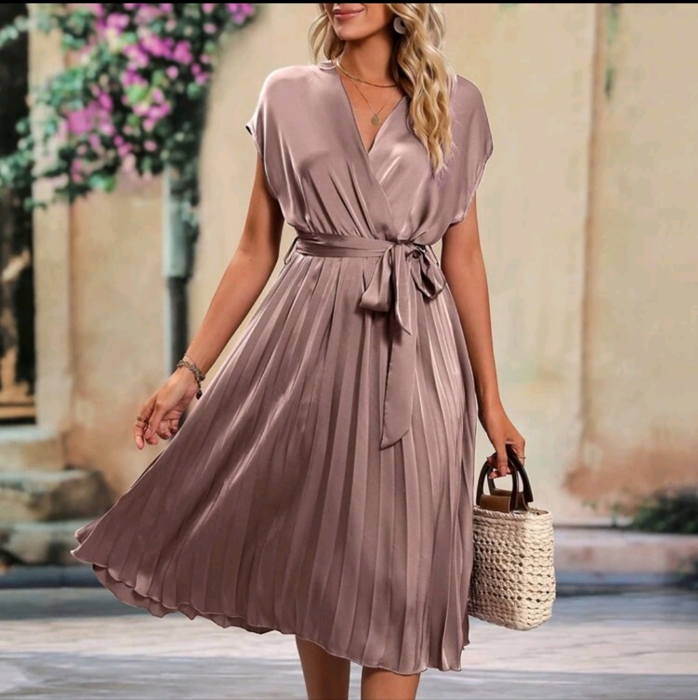 Shein | Midi Pleated Surplice Dress